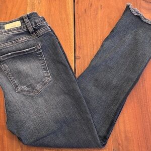 Miss Me Dark Wash Straight Leg Jeans | Frayed Hem Y2K Western Cowgirl Chic